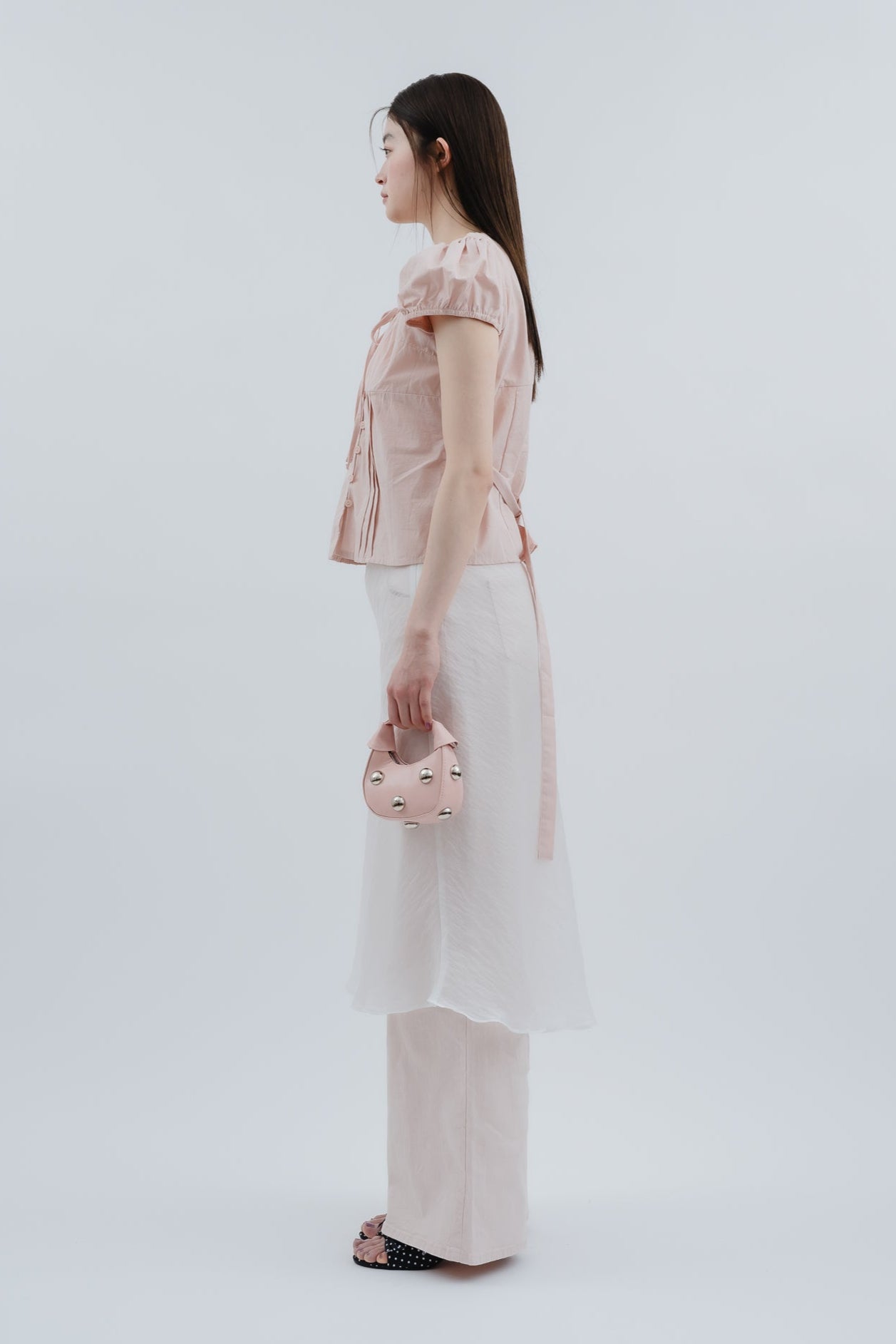 2way paff sleeve ribbon blouse