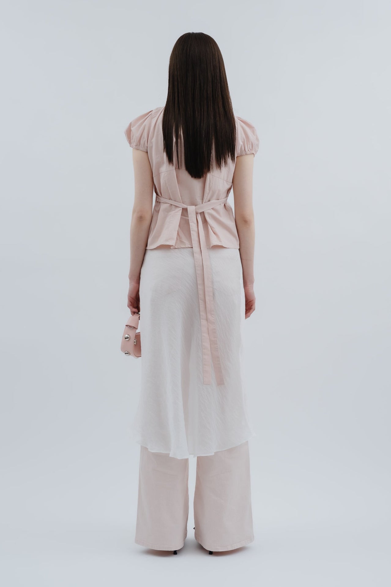 2way paff sleeve ribbon blouse