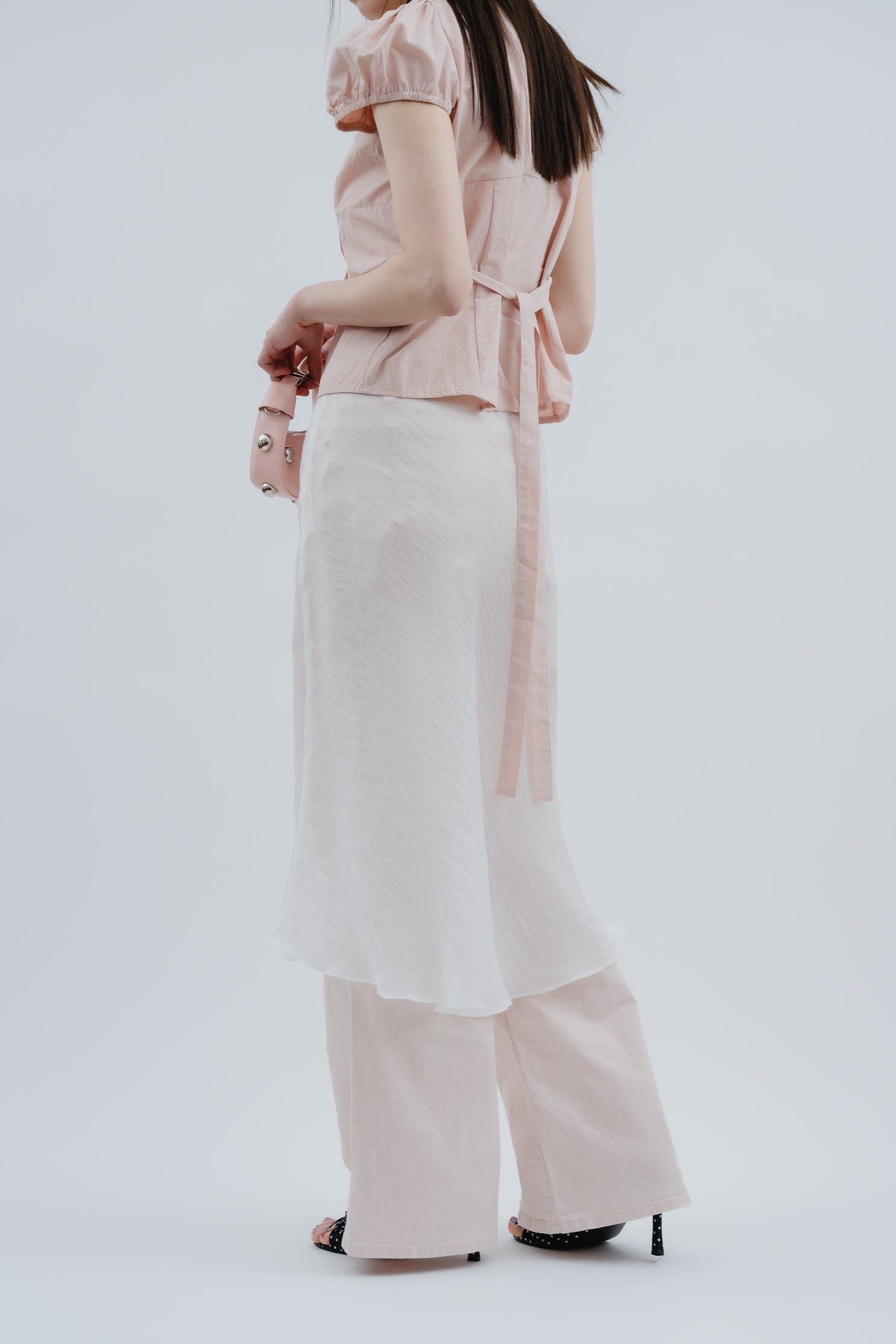 2way paff sleeve ribbon blouse
