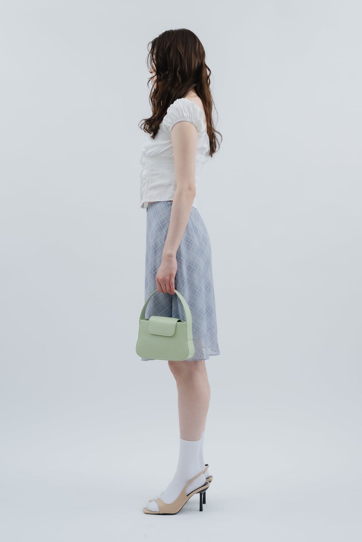 stretch check skirt