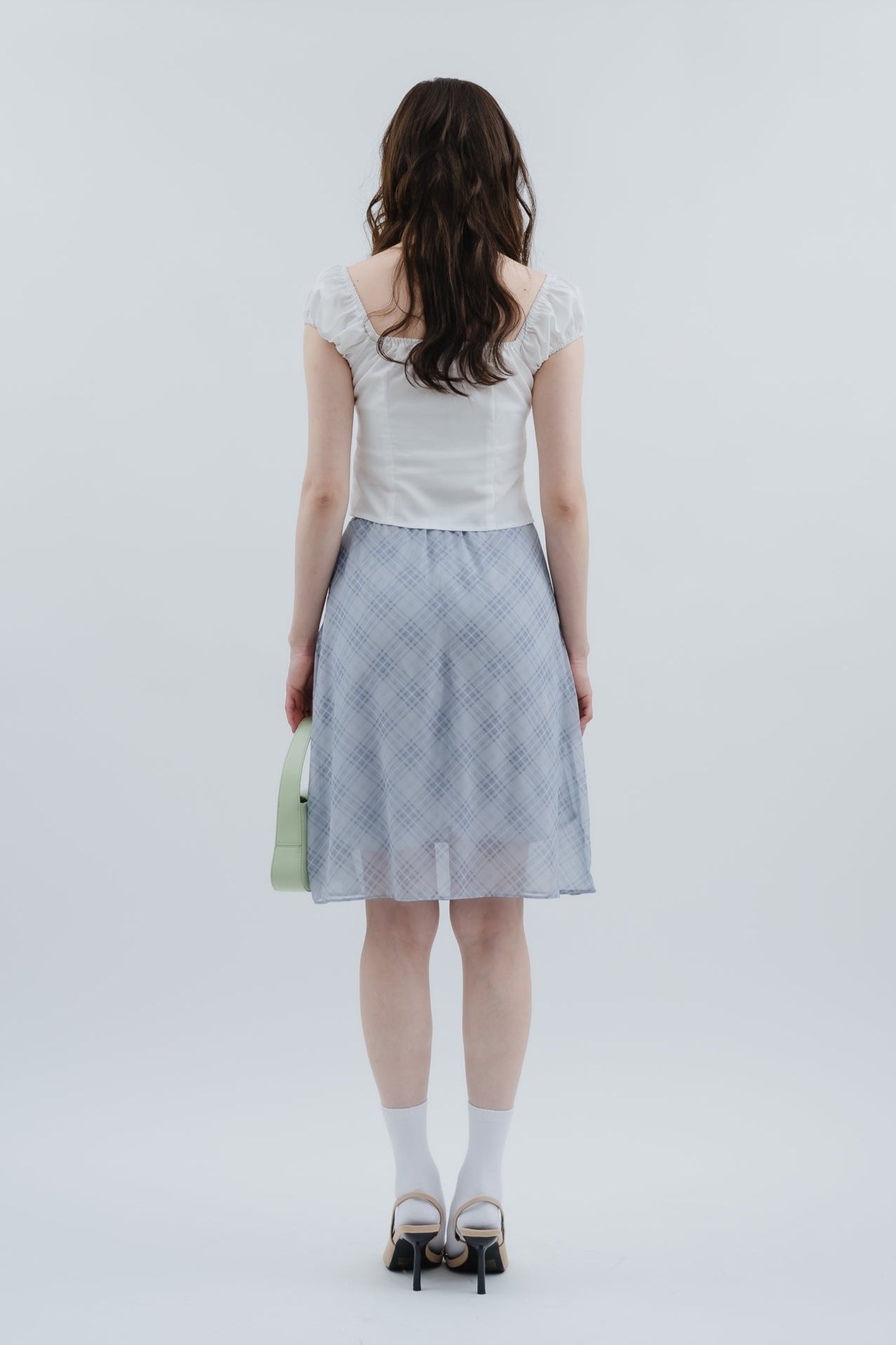 stretch check skirt